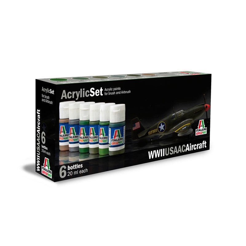 Italeri 438AP ACRYLIC SET 6db: WWII USAAC AIRCRAFT akril makett festék