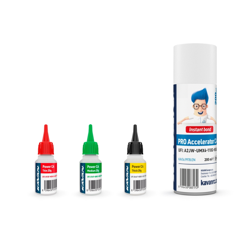 KAVAN POWER pillanatragasztókészlet 3x20g (F/K/V)+activator