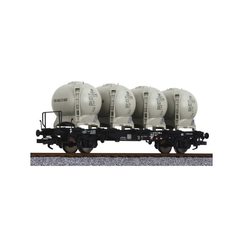Liliput 235130 Konténerszállító kocsi LBs 584, Edzkr 571 konténerekkel (Haus zu haus), DB IV