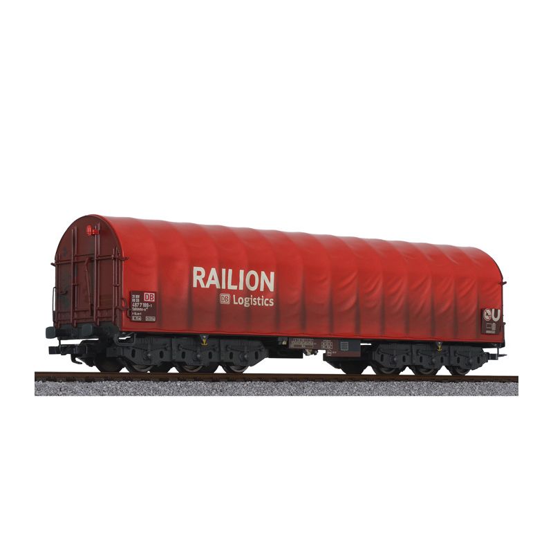 Liliput 235774 Eltolható oldalfalú ponyváskocsi Sahimms-u Railion Logistics DB V koszolt festéssel
