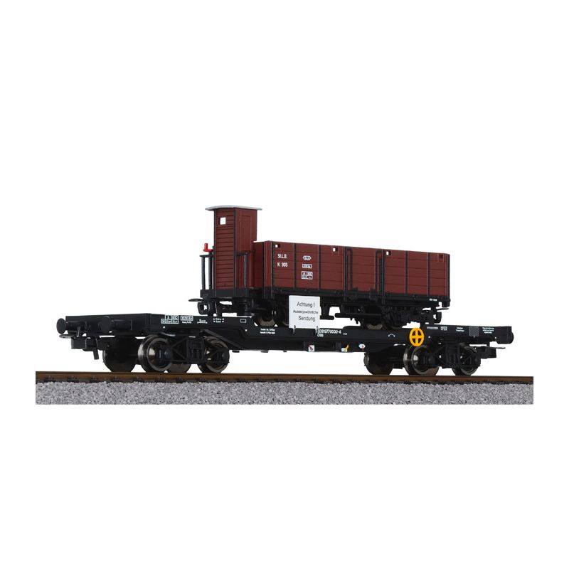 Liliput 235787 Nehézteher-szállító kocsi H0e tehervagon-rakománnyal (K 905 St.L.B. ) ÖBB IV-V