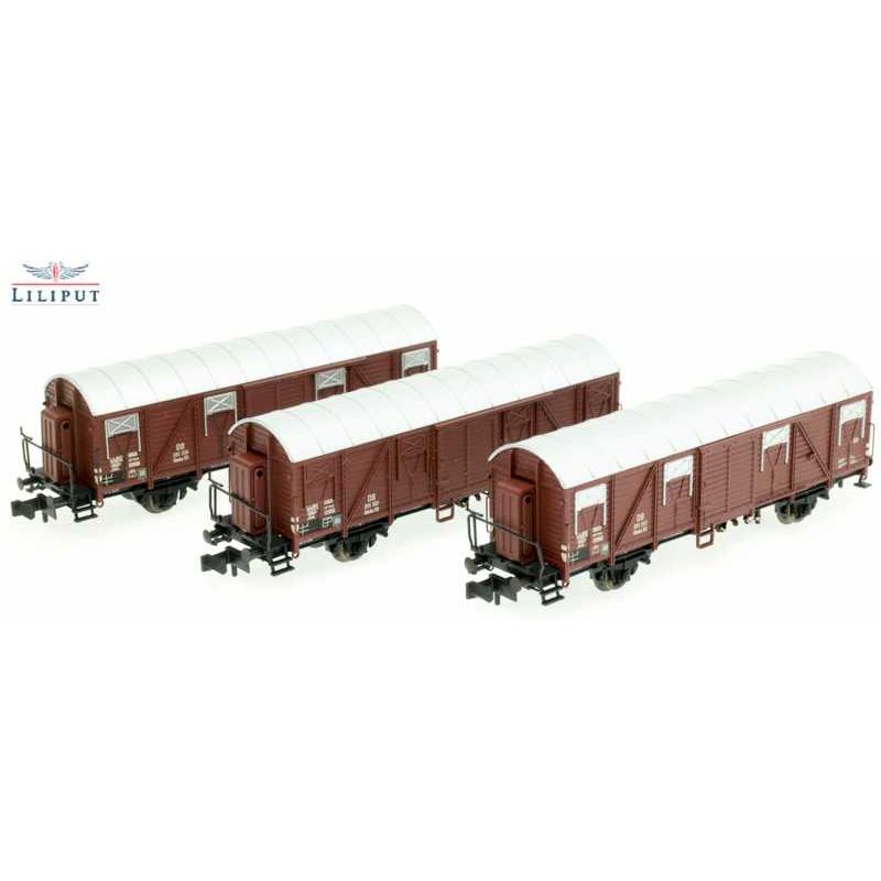Liliput 260146 Zárt teherkocsi szett Glmsh 50, fékházzal, DB III