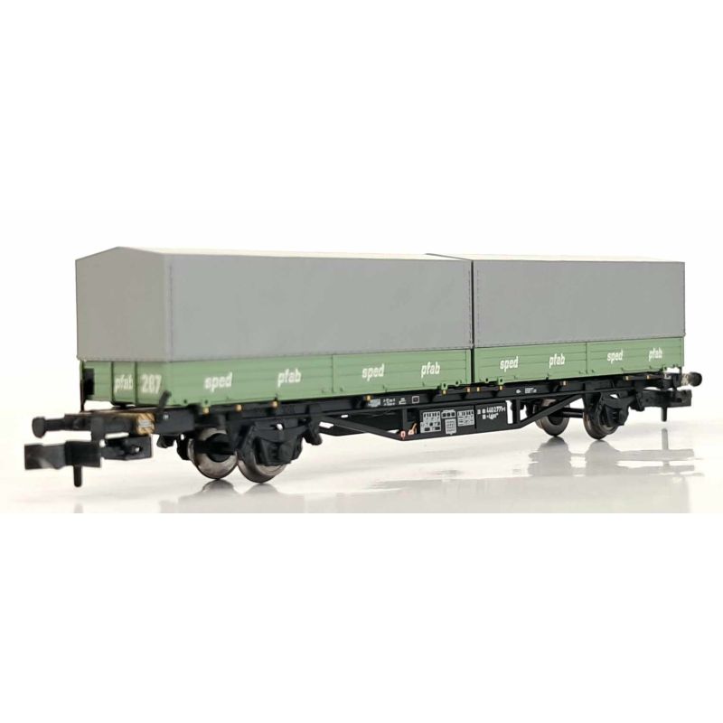 Liliput 265221 Konténerszállító kocsi cserefelépítménnyel, Lgjss 571, Spedition Hans Pfab, DB IV