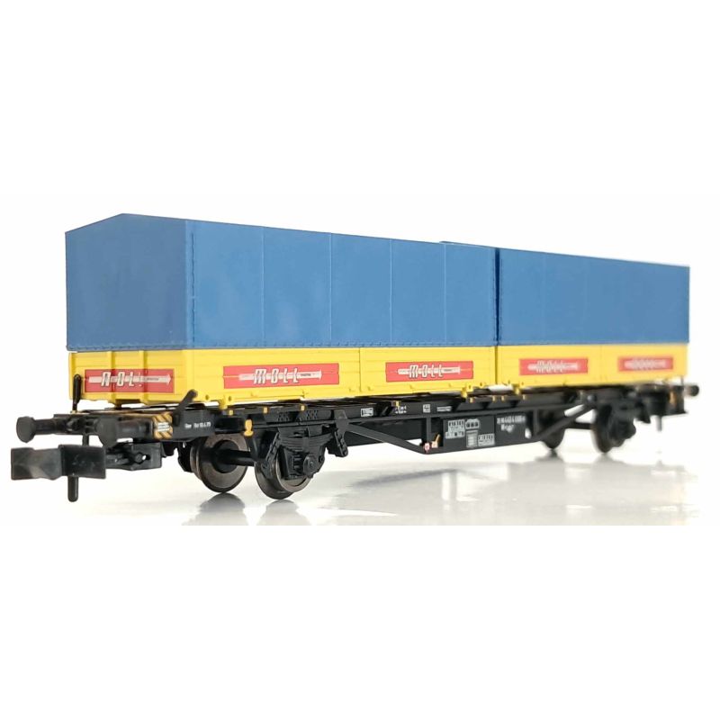 Liliput 265224 Konténerszállító kocsi cserefelépítménnyel, Lgjs 571.1, MOLL Spedition, DB IV