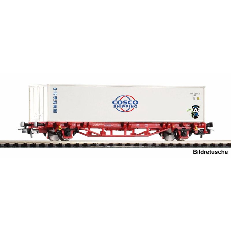 PIKO 27749 Konténerszállító kocsi, Lgs, COSCO konténer pandával, DB AG VI