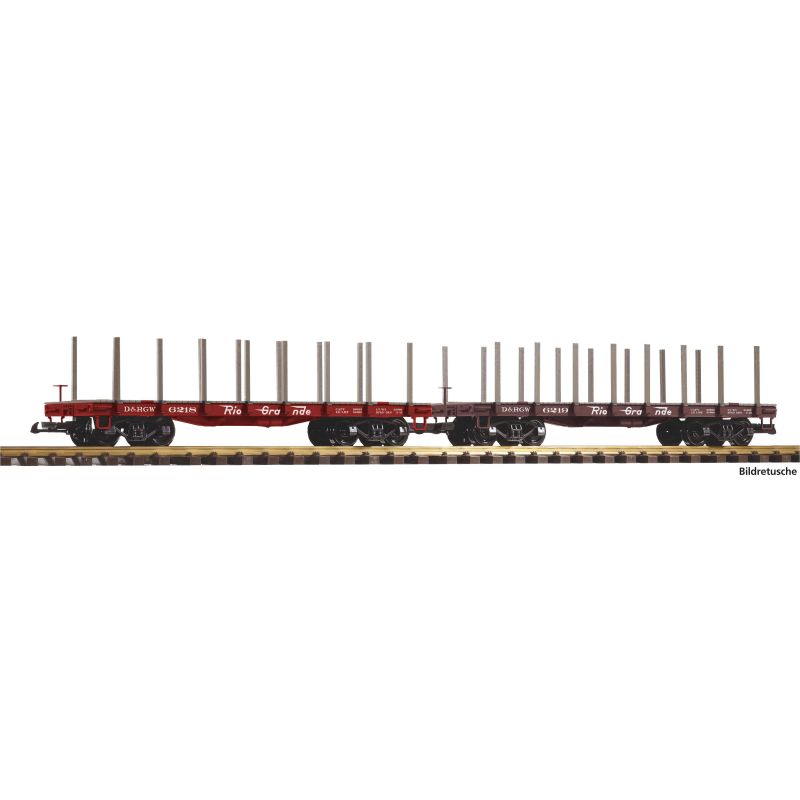 PIKO 38797 G-Flachwg. 2er Set D&RGW mit Rungen