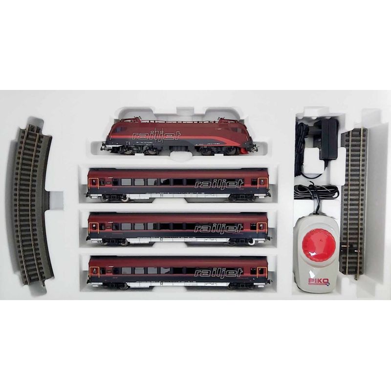 Piko 57178 Kezdőkészlet, Railjet Taurus villanymozdony személyvagonokkal ágyazatos sínnel, ÖBB VI