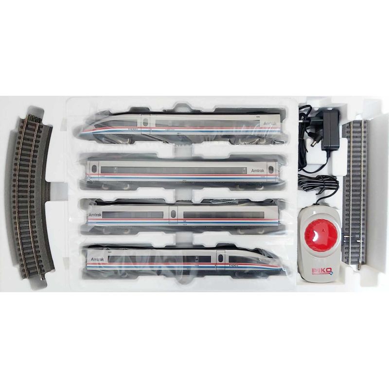 PIKO 57198 Kezdőkészlet, Amtrak ICE 3 motorvonat, ágyazatos sínnel