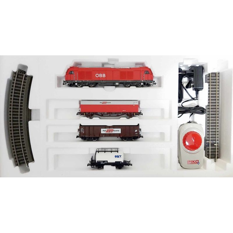 Piko 97948 Kezdőkészlet, Herkules dízelmozdony teherkocsikkal, ágyazatos sínnel, ÖBB V