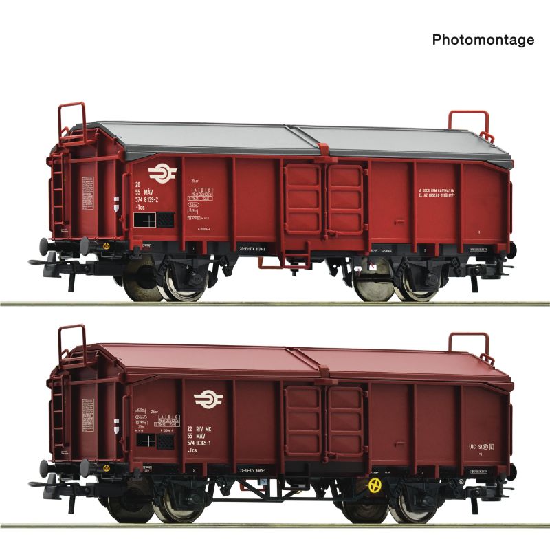 Roco 6600116 Csapótetejű kocsi készlet, Tcs, MÁV IV