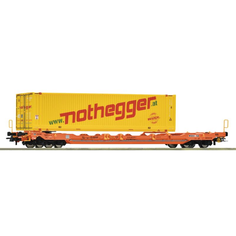 Roco 6600178 Konténerszállító zsebeskocsi, Sdgnss, T5, NOTHEGGER konténerrel, WASCOSA VI