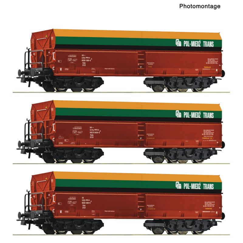 Roco 6600218 Önürítős kocsi készlet, Fals, POL-MIEDZ-TRANS, PMT VI