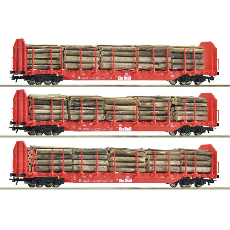 Roco 6600318 Rönkszállító kocsi készlet, Rnoos, OnRail VI