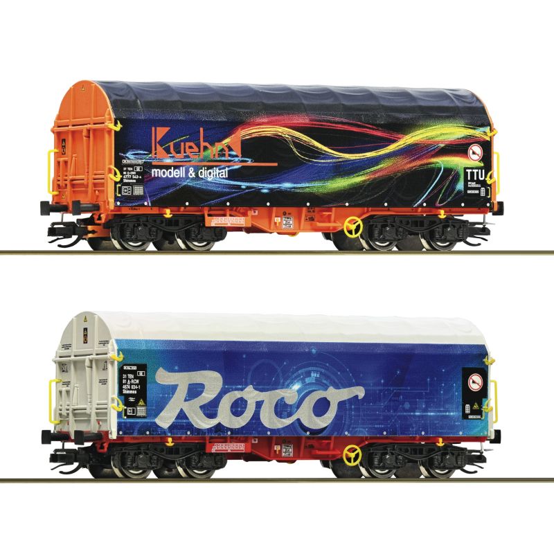 Roco 6680022 Eltolható oldalfalú ponyváskocsi készlet, Shimmns, ROCO/KUEHN VI