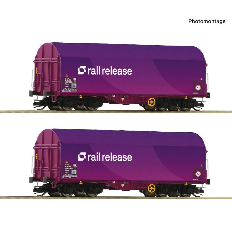 Roco 6680024 Eltolható oldalfalú ponyváskocsi készlet, Shimmns, Rail Release VI