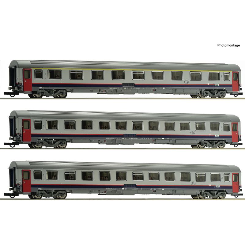 Roco 74063 Személykocsi készlet, 1.o. + 2 x 2.o., Eurofima, SNCB V-VI