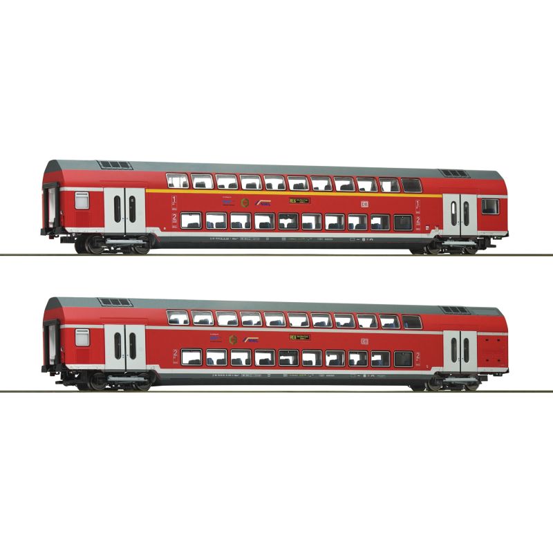 Roco 74148 Emeletes személykocsi készlet, 2.o. DBpza, DB Regio, DB AG VI, belső világítással