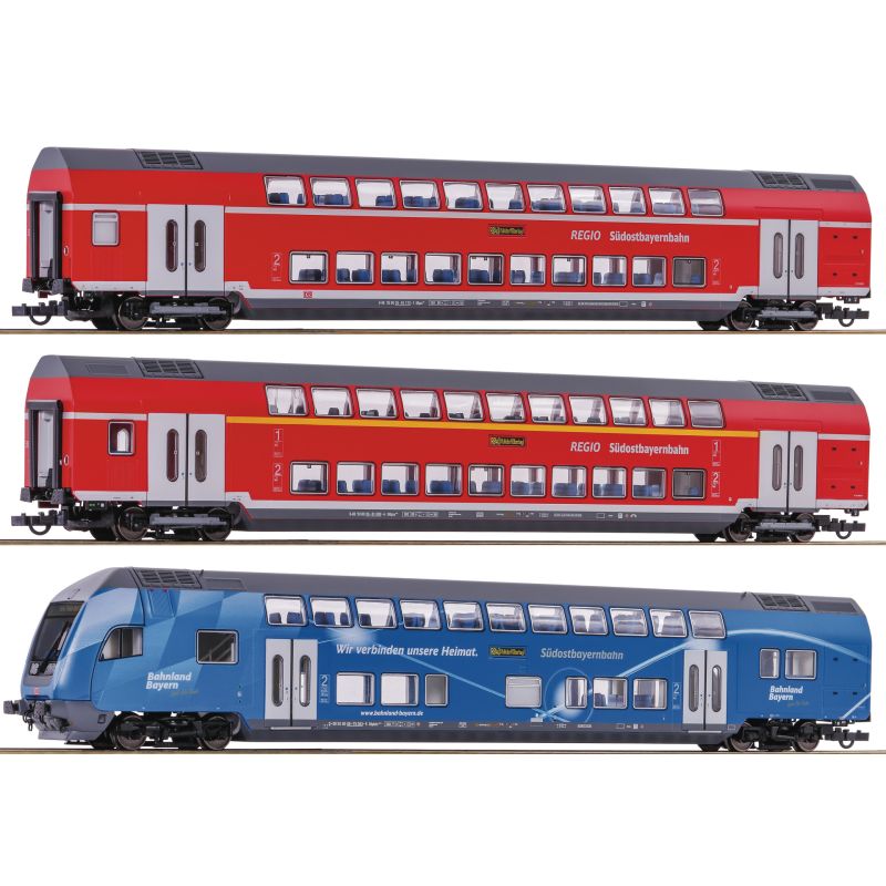 Roco 74155 Emeletes személykocsi szett vezérlőkocsival, Südostbayernbahn, DB AG VI, belső világítással