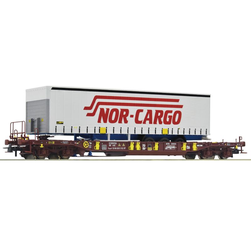 Roco 76222 Zsebeskocsi Sdgmns 33 T3, NOR-CARGO félpótkocsival, AAE VI