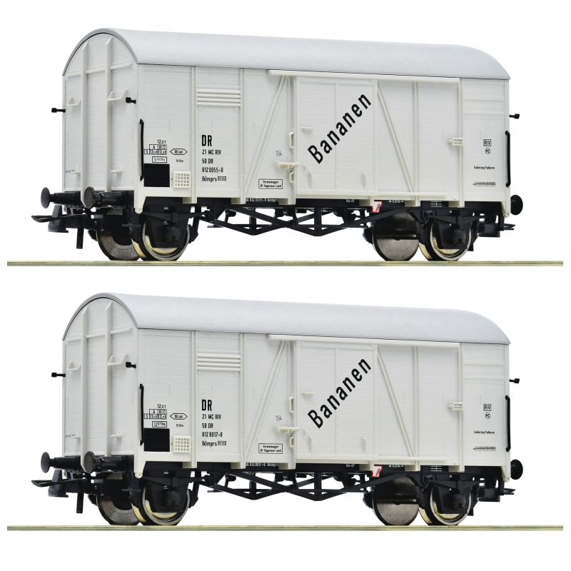 Roco 77027 Zárt teherkocsi készlet, Iklmprs/Iklmps, banánszállító, DR IV