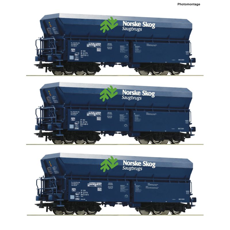 Roco 77044 Önürítős kocsi készlet, Falns, Norske Skog, VTG VI