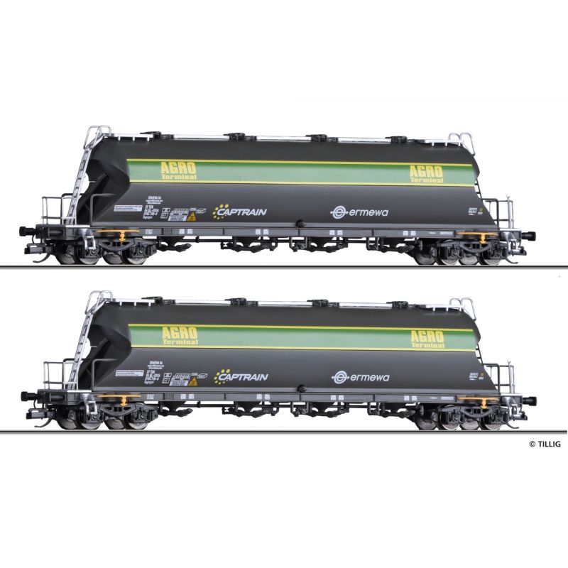 Tillig 01002 Poranyagszállító silókocsi szett Tagnpps, Ermewa/Captrain/AGRO VI