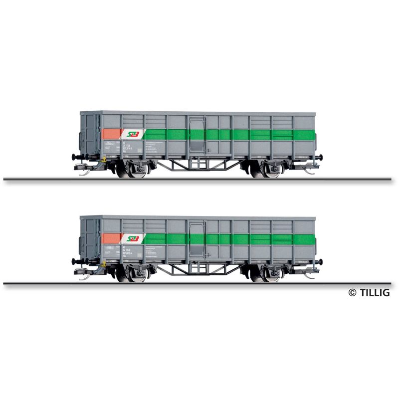 Tillig 01110 Güterwagenset der Steiermärkischen Landesbahnen, bestehend aus zwei offenen Güterwagen Fbs, Ep. V