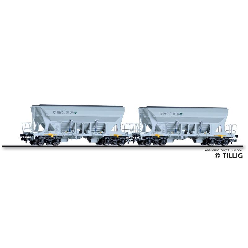 Tillig 01111 Güterwagenset der Railco, bestehend aus zwei Selbstentladewagen Faccnpps, Ep. VI