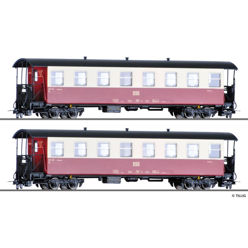 Tillig 03982 Personenwagenset der HSB, zwei Personenwagen KB, Ep. V/VI