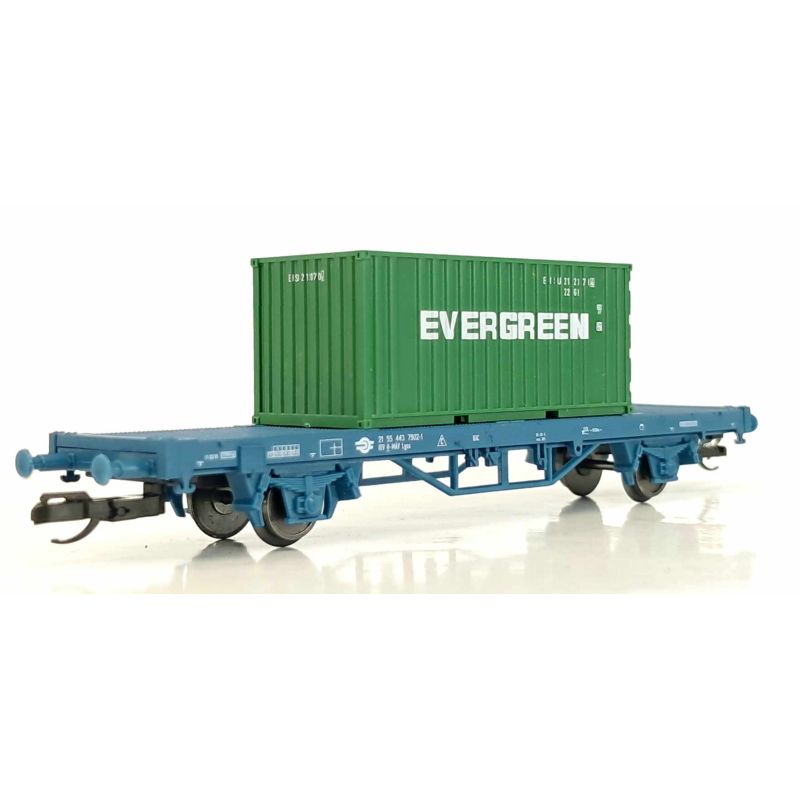 Tillig 17486 Konténerszállító kocsi, Lgs, Evergreen konténerrel, MÁV VI