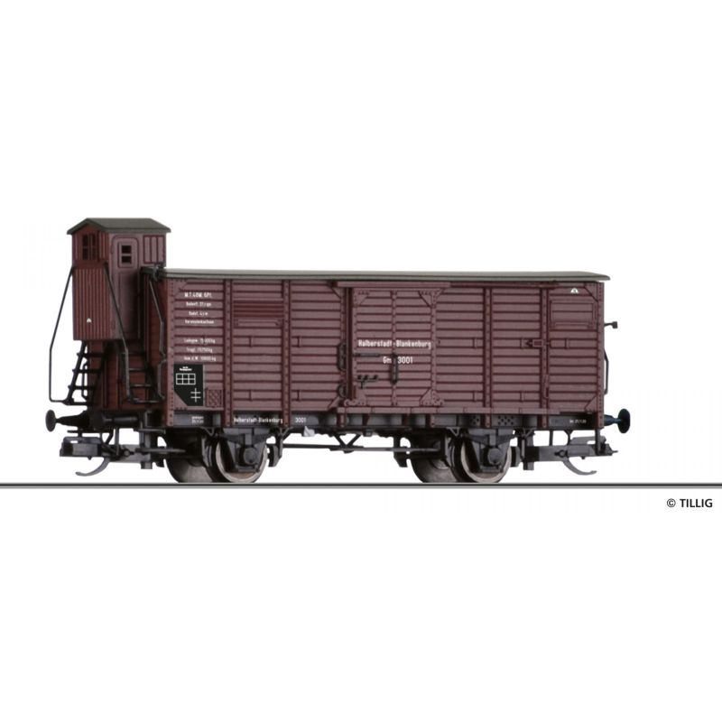 Tillig 17929 Zárt teherkocsi fékházzal Gm, Halberstadt-Blankenburger Eisenbahn II