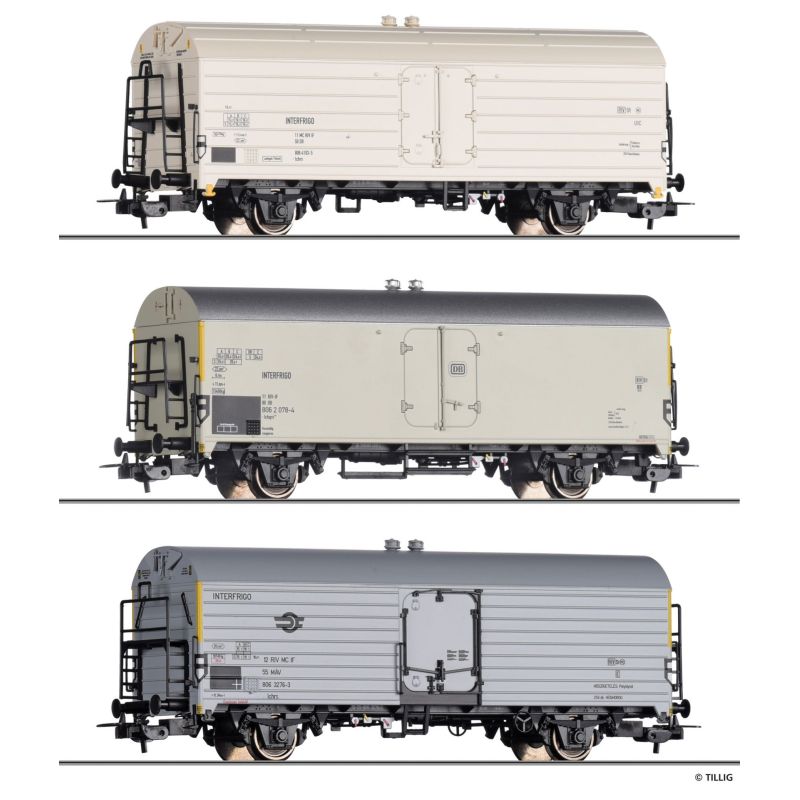 Tillig 70052 Hűtőkocsi készlet, INTERFRIGO DR/DB/MÁV IV