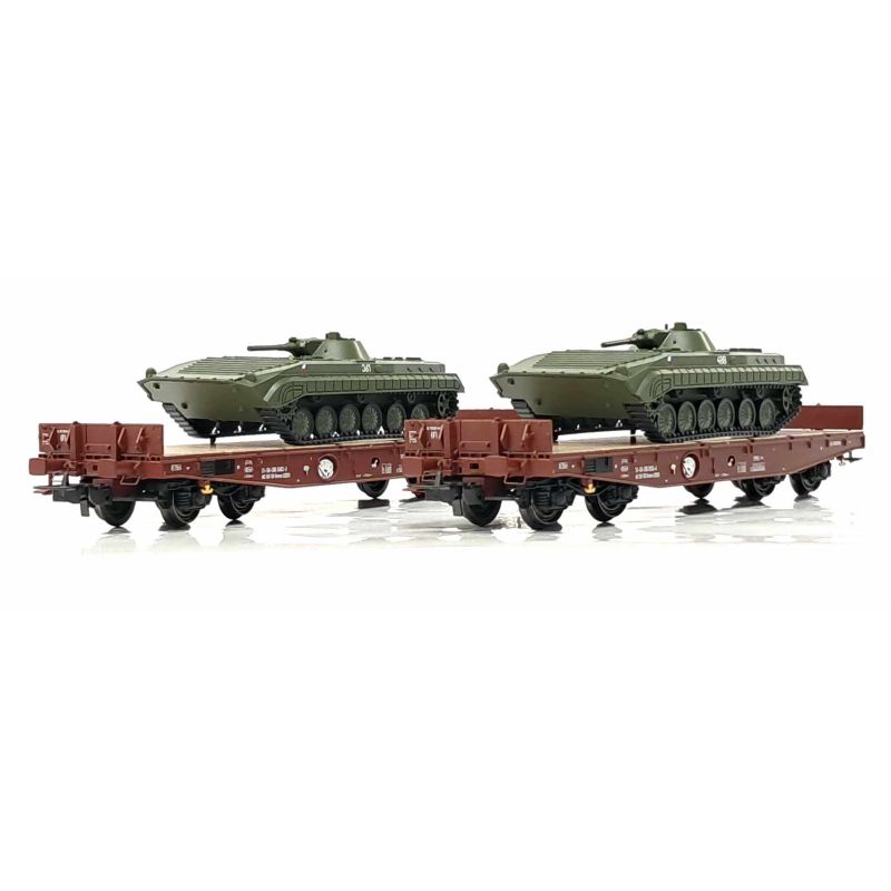 Tillig 70055 Nehézteherszállító vagon készlet BMP-1 gyalogsági harcjárművel, Rmms 3960, Tschechoslowakische Armee, DR IV