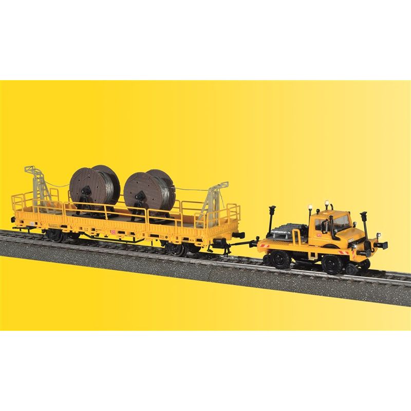 Viessmann 2680 Sínautó Unimog pőrekocsival, DB AG VI, hangdekóderrel