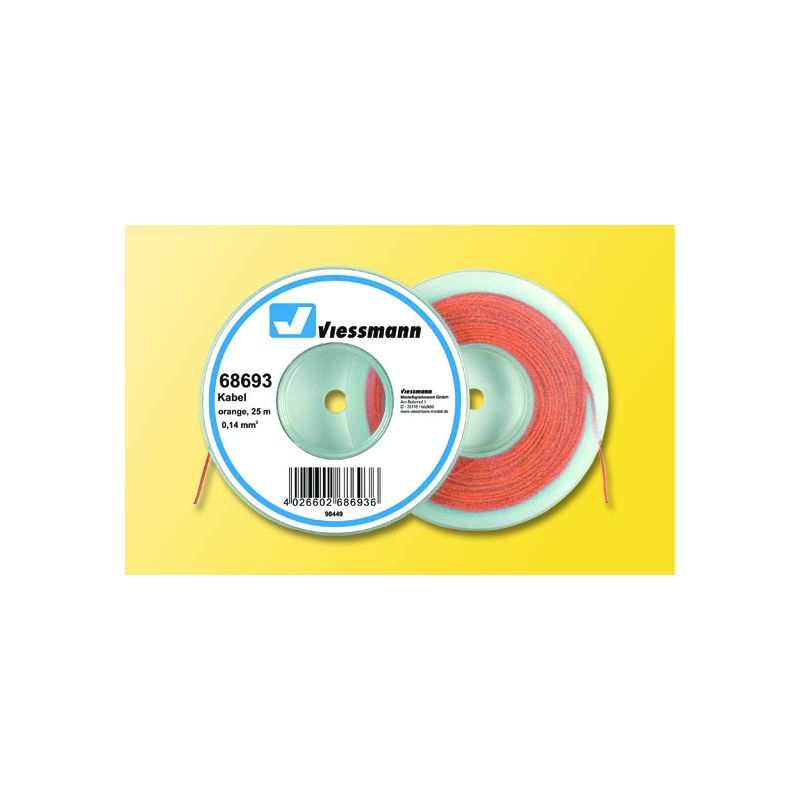 Viessmann 68693 Kabel 25 m, 0,14 mm˛, orange