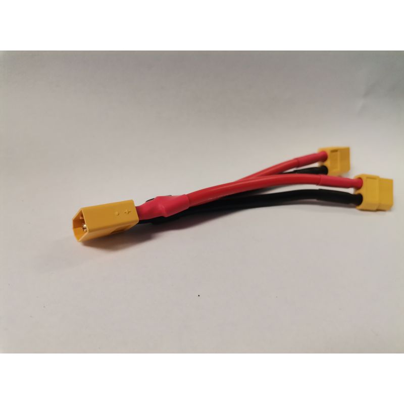 XT60 párhuzamosító, 1 Apa 2 Anya, 12AWG 10cm kábel