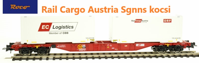 Roco 76933 Konténerszállító kocsi Sgns, ORF/EC Logistics, Rail Cargo Austria, ÖBB VI