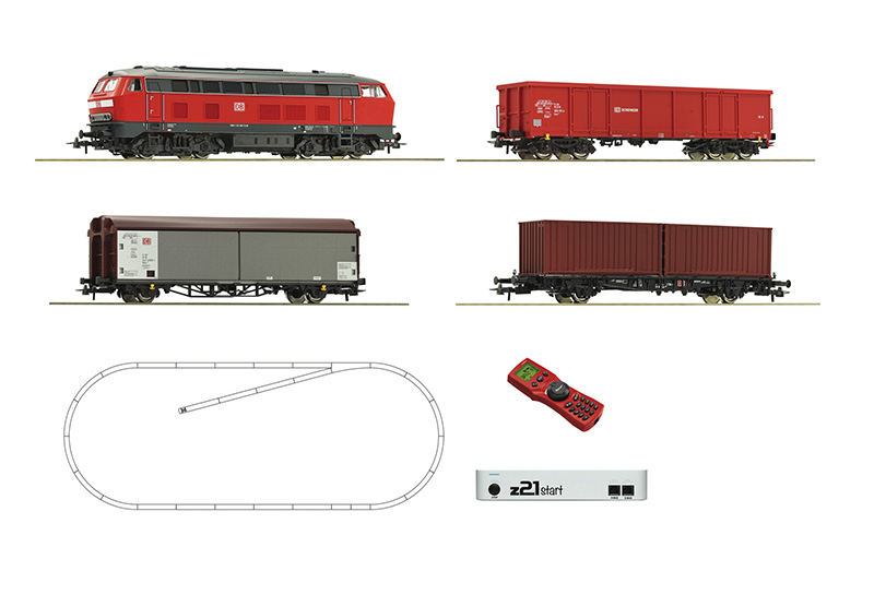 Roco 51312 z21 start digitális kezdőkészlet multiMaus-szal, BR 218 dízelmozdony tehervagonokkal, DB AG VI