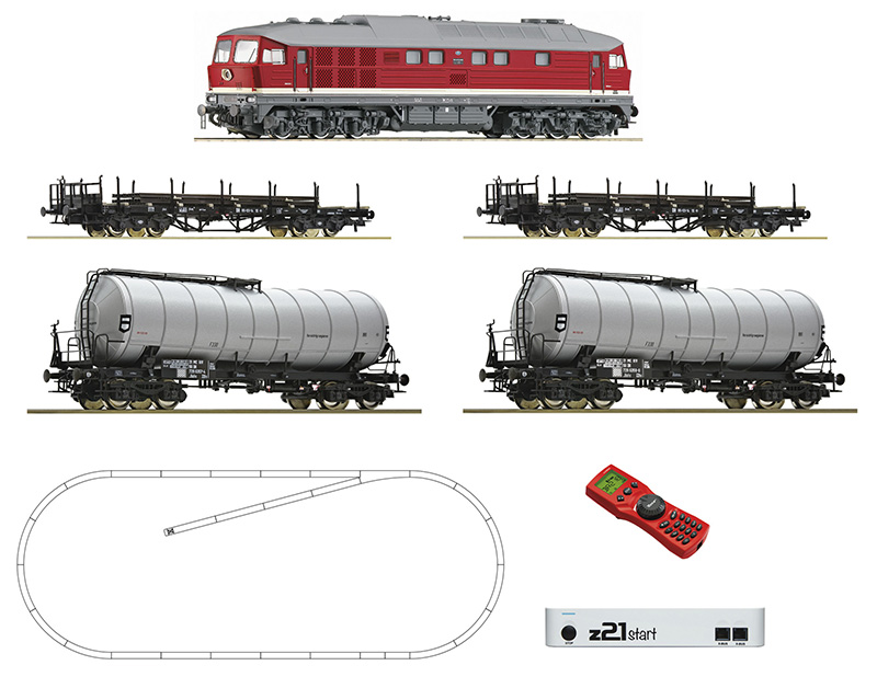 Roco 51327 z21 start digitális kezdőkészlet multiMaus-szal, BR 142 003-3 Ludmilla dízelmozdony tartálykocsikkal, pőrekocsikkal, DR IV