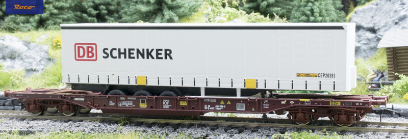 Roco 76220 Zsebeskocsi T3 Sdgmns 33, DB Schenker félpótkocsival, AAE VI