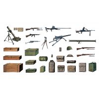 ITALERI 0407 Katonai kiegészítők (aknavető, géppuska, ládák, hátizsákok)