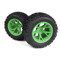 Mounted Linebacker Tire on MT Wheel (Green/2pcs)