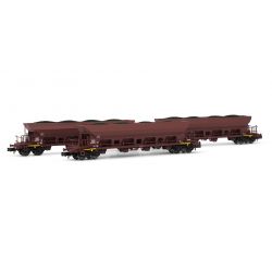 Arnold HN6361 3db set hopper wagons DR, loaded with brown coal