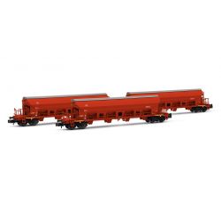 Arnold HN6362 3db set hopper wagons DB AG, with sliding roof, livery traffic red