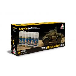 Italeri 440AP ACRYLIC SET 6db: WWII MILITARY ALLIED ARMY akril makett festék