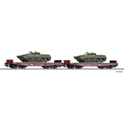 Tillig 70055 Nehézteherszállító vagon készlet BMP-1 gyalogsági harcjárművel, Rmms 3960, Tschechoslowakische Armee, DR IV