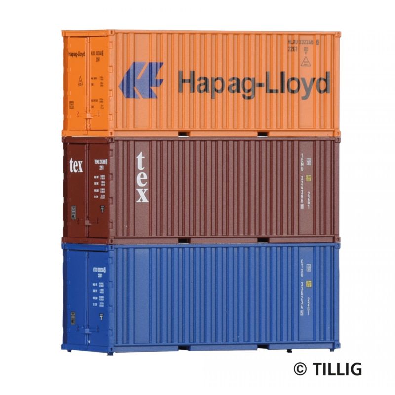 Tillig 7706 Container-Set mit drei 20‘-Containern