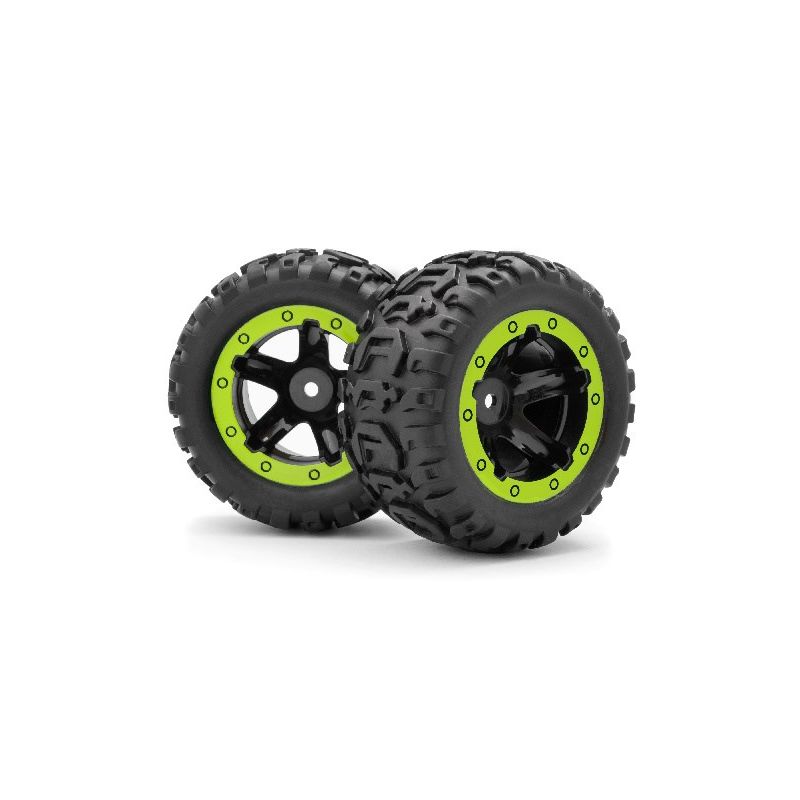 BLACKZON 540094 Slayer ST Wheels/Tires Assembled (Black/Green)