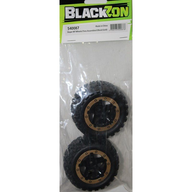 BLACKZON 540087 Slayer MT Wheels/Tires Assembled (Black/Gold)