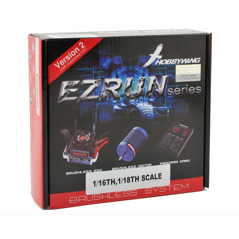 Hobbywing EZRun 18A Sensorless Brushless ESC/Motor Combo (18.0T/5200kV) + Programkártya